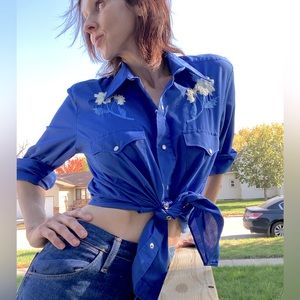 Vintage embroidered pearl snap western shirt